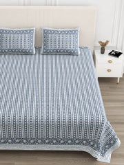 Luxe 100% Pure Cotton Printed Double Bed Bedsheet – With 2 Pillow Covers