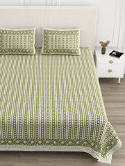 Luxe 100% Pure Cotton Printed Double Bed Bedsheet – With 2 Pillow Covers