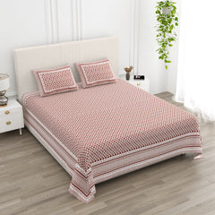 Luxe 100% Pure Cotton Printed Double Bed Bedsheet – With 2 Pillow Covers