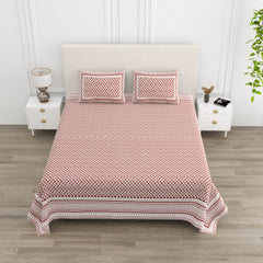 Luxe 100% Pure Cotton Printed Double Bed Bedsheet – With 2 Pillow Covers