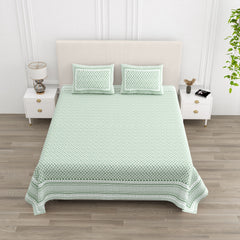 Luxe 100% Pure Cotton Printed Double Bed Bedsheet – With 2 Pillow Covers