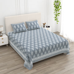 Luxe 100% Pure Cotton Printed Double Bed Bedsheet – With 2 Pillow Covers