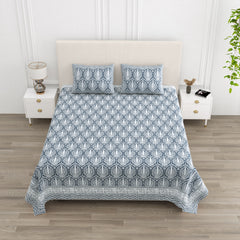 Luxe 100% Pure Cotton Printed Double Bed Bedsheet – With 2 Pillow Covers