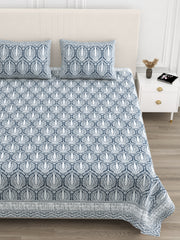Luxe 100% Pure Cotton Printed Double Bed Bedsheet – With 2 Pillow Covers