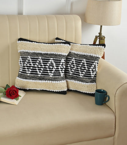 Bohemian Grey Hand Crafted Cushion Covers 16”x 16”