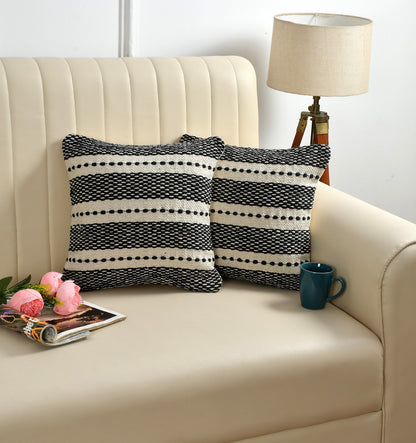 Bohemian Grey Hand Crafted Cushion Covers 16”x 16”