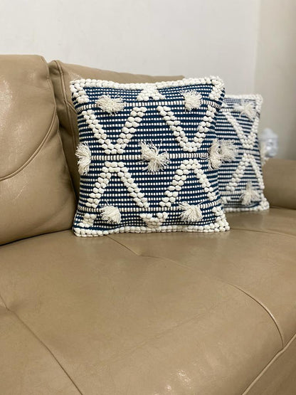 Bohemian Blue Hand Crafted Cushion Covers 16”x 16”