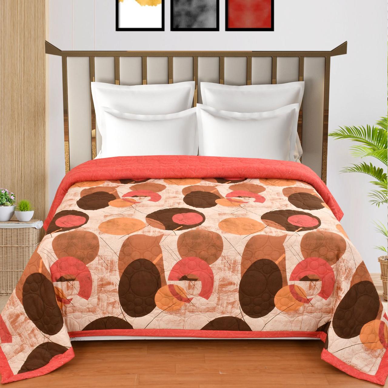 Brown Love Summer Touch Double Bed AC Comforter/Blanket Reversible by Fabicra