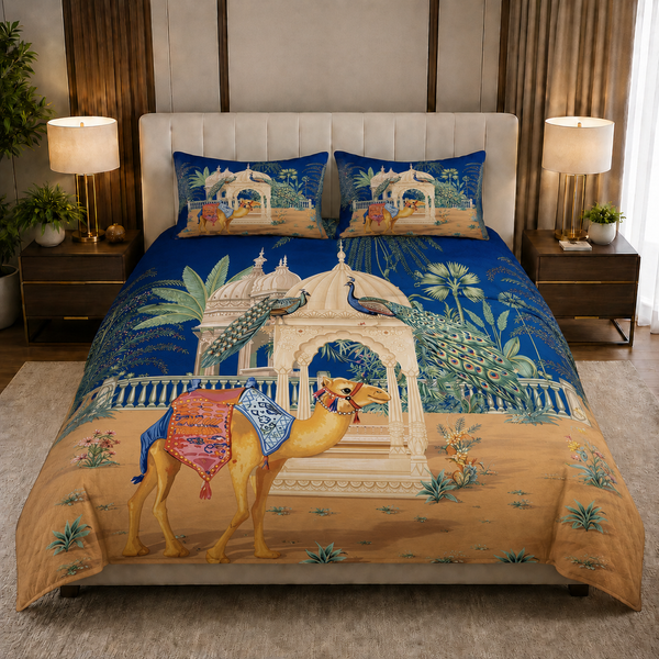 Fabicra 7D Flat Double Bedsheet with 2 Pillow Covers
