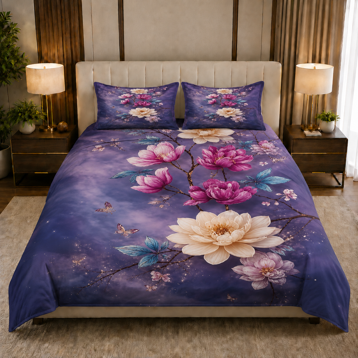 Fabicra 7D Flat Double Bedsheet with 2 Pillow Covers