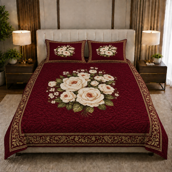Fabicra 7D Flat Double Bedsheet with 2 Pillow Cover