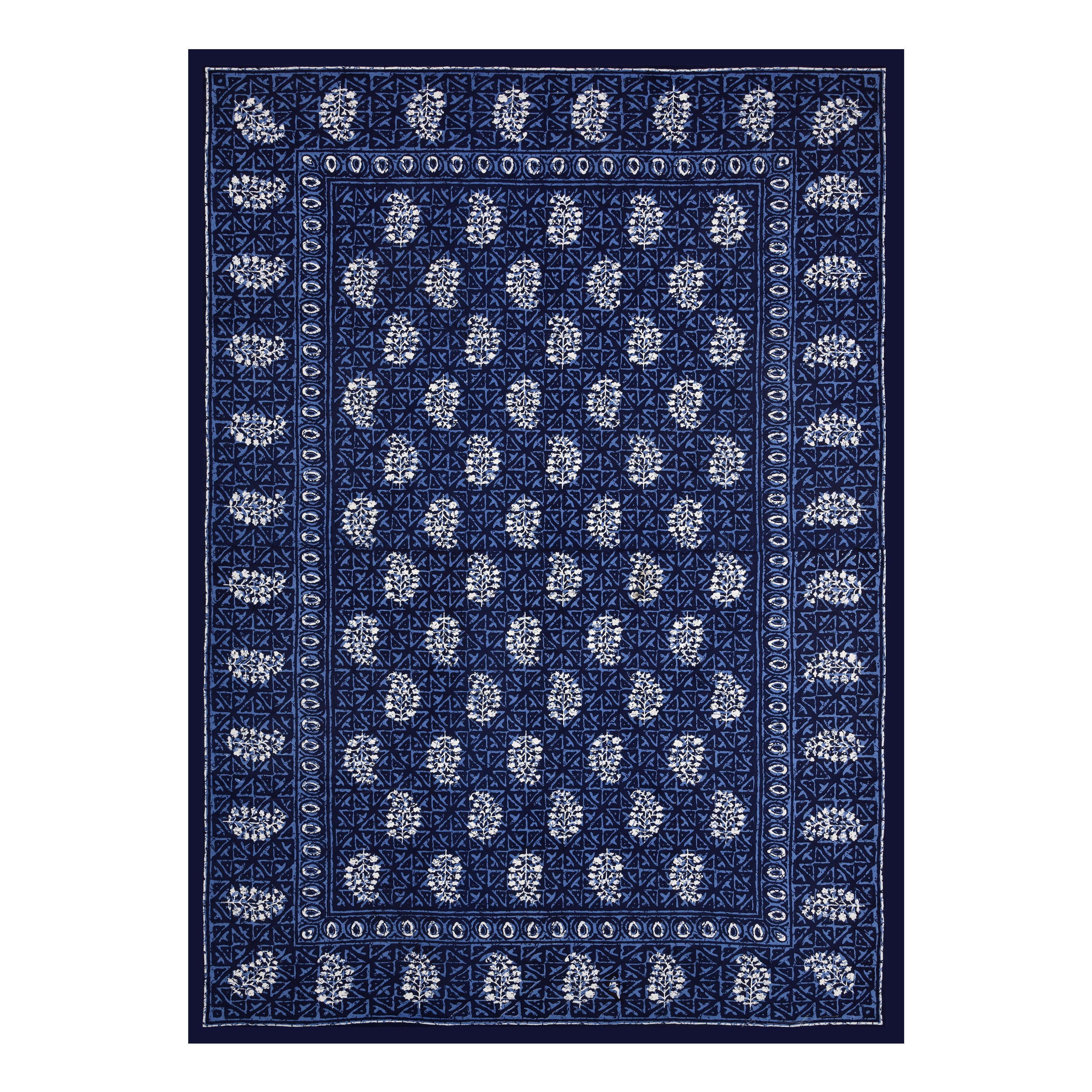 Fabicra Ethnic Dabu Printed Cotton Single Bed Bedsheet With 1 Pillow Cover