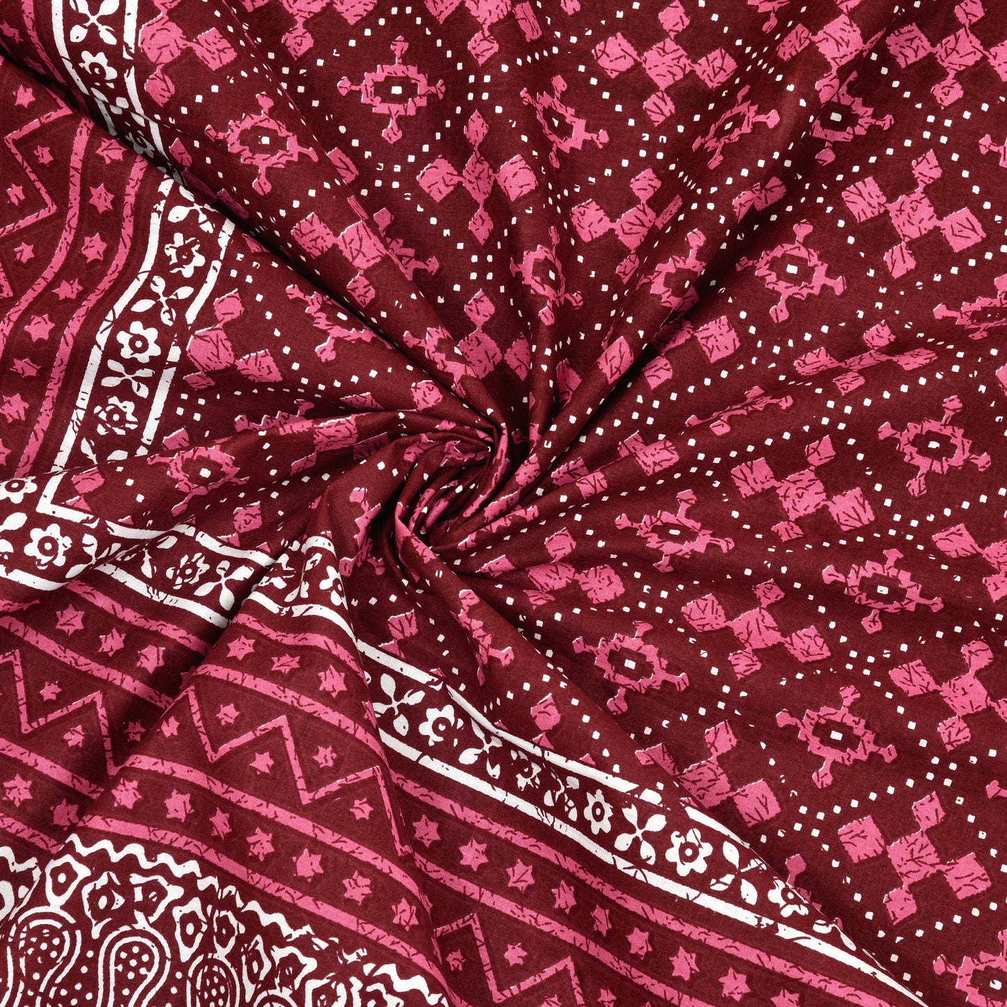 Fabicra Ethnic Dabu Printed Cotton Single Bed Bedsheet With 1 Pillow Cover