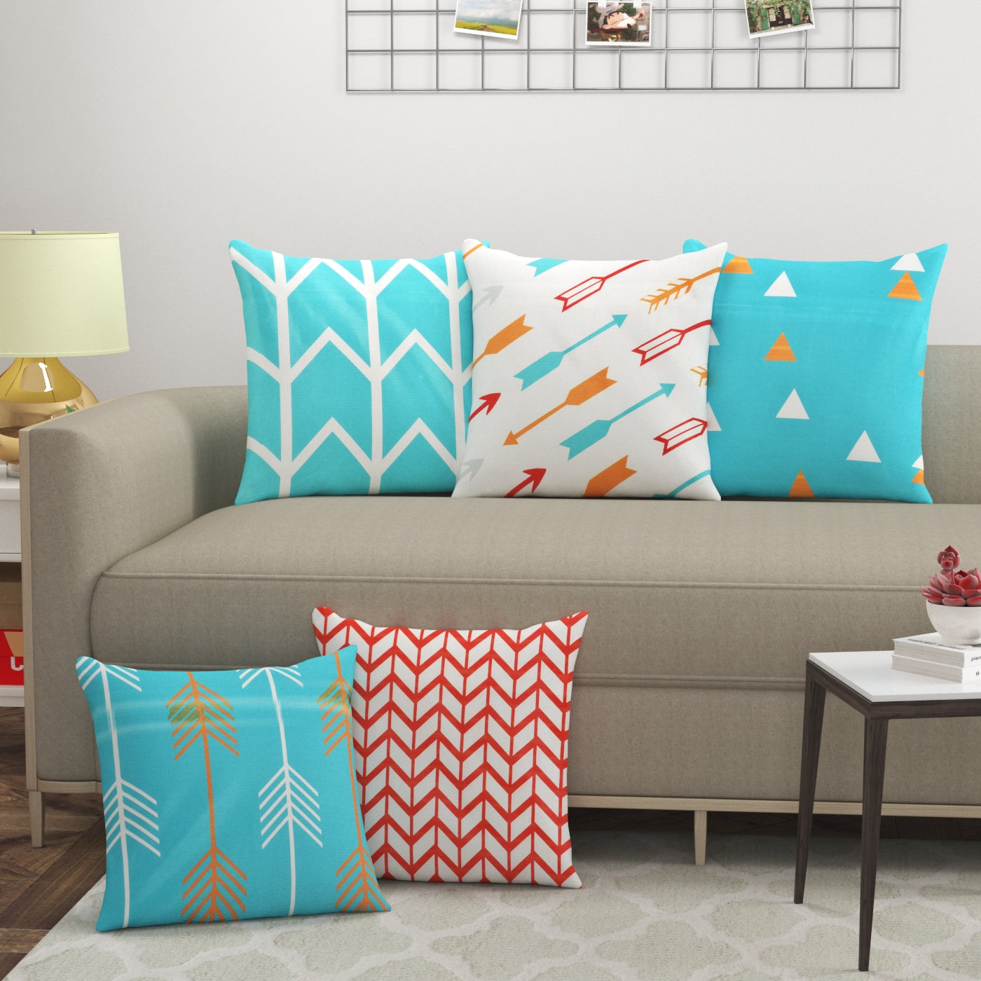 Abstract Multicolor Cushion Covers - Set Of 5