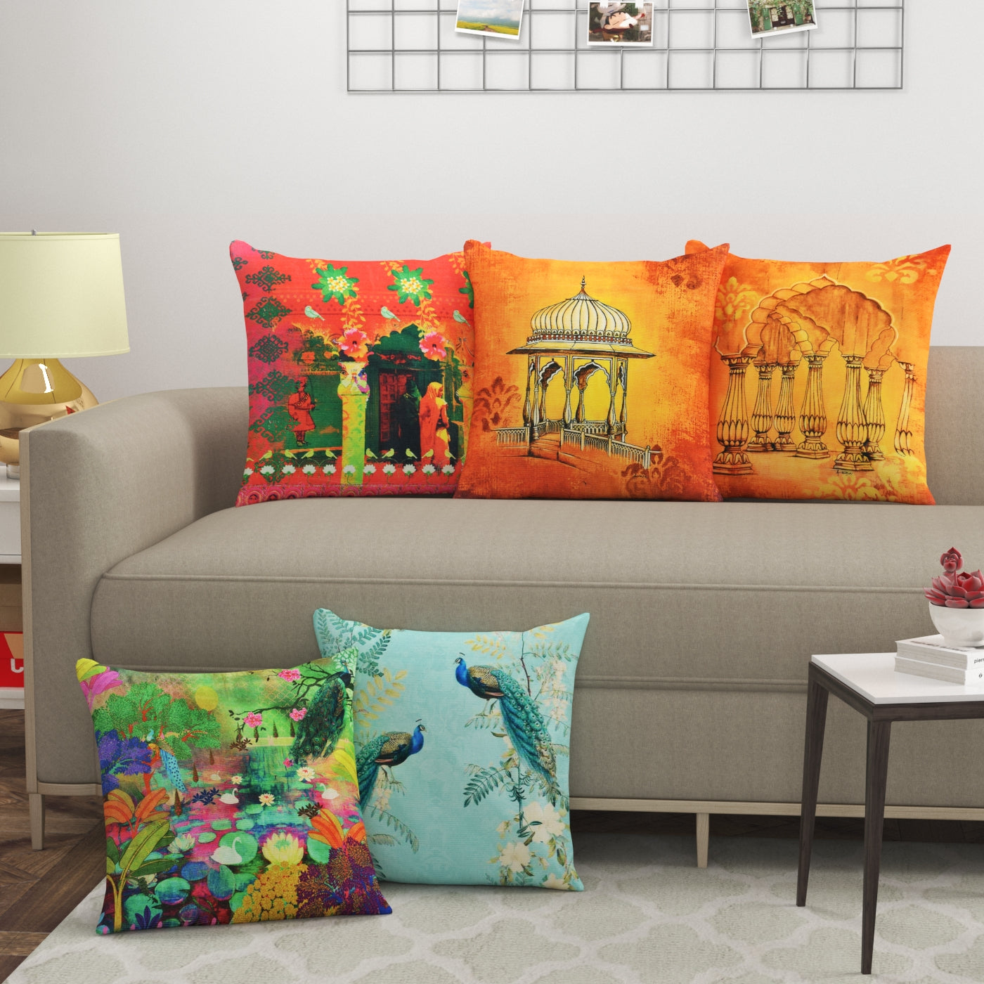 Traditional Multicolor Cushion Covers - Set Of 5