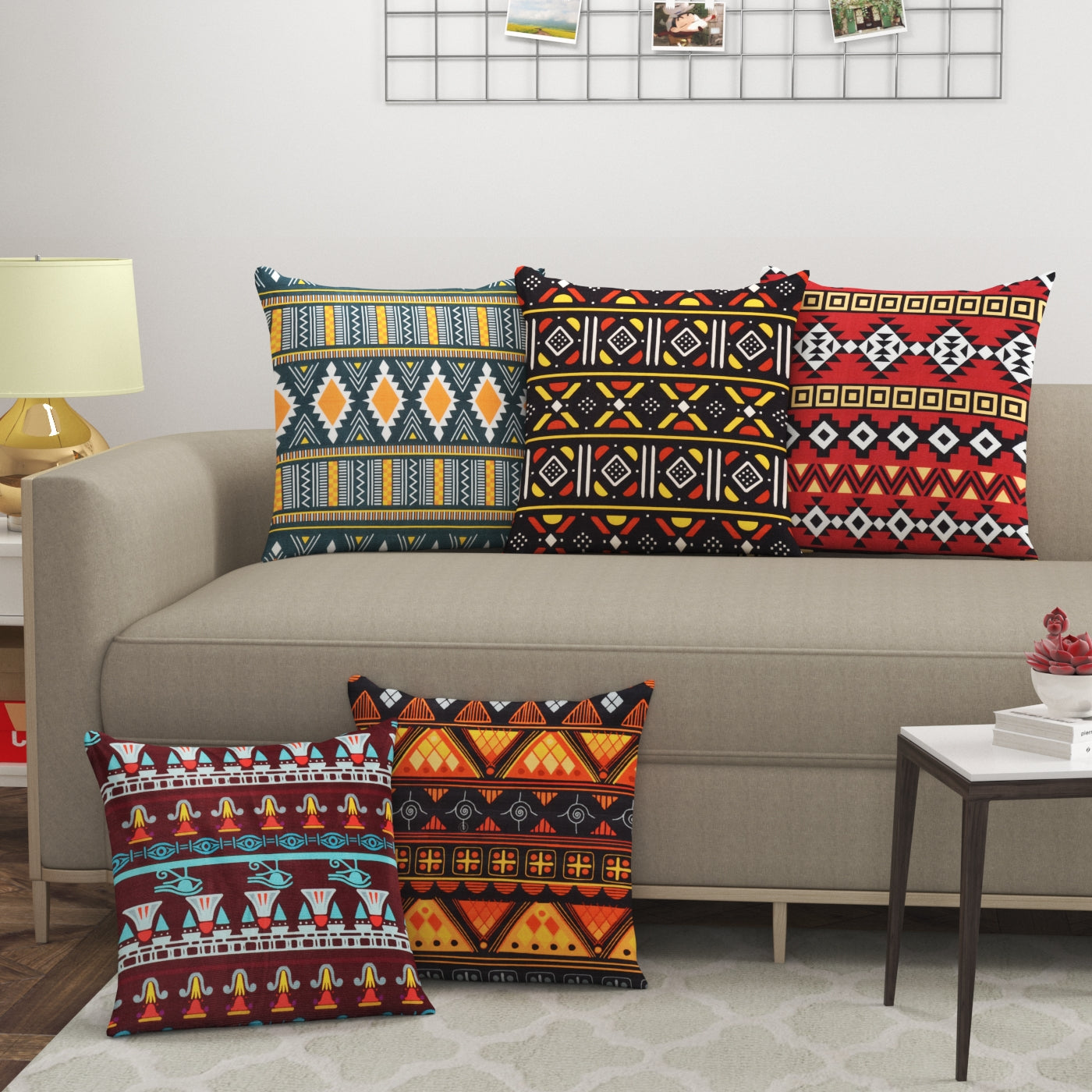 Abstract Multicolor Cushion Covers - Set Of 5