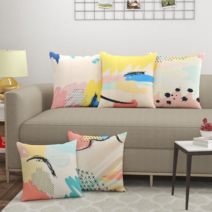 Canvas Multicolor Cushion Covers - Set Of 5