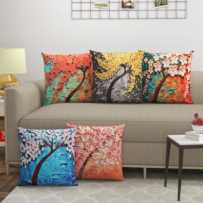 Floral Art Cushion Covers - Set Of 5