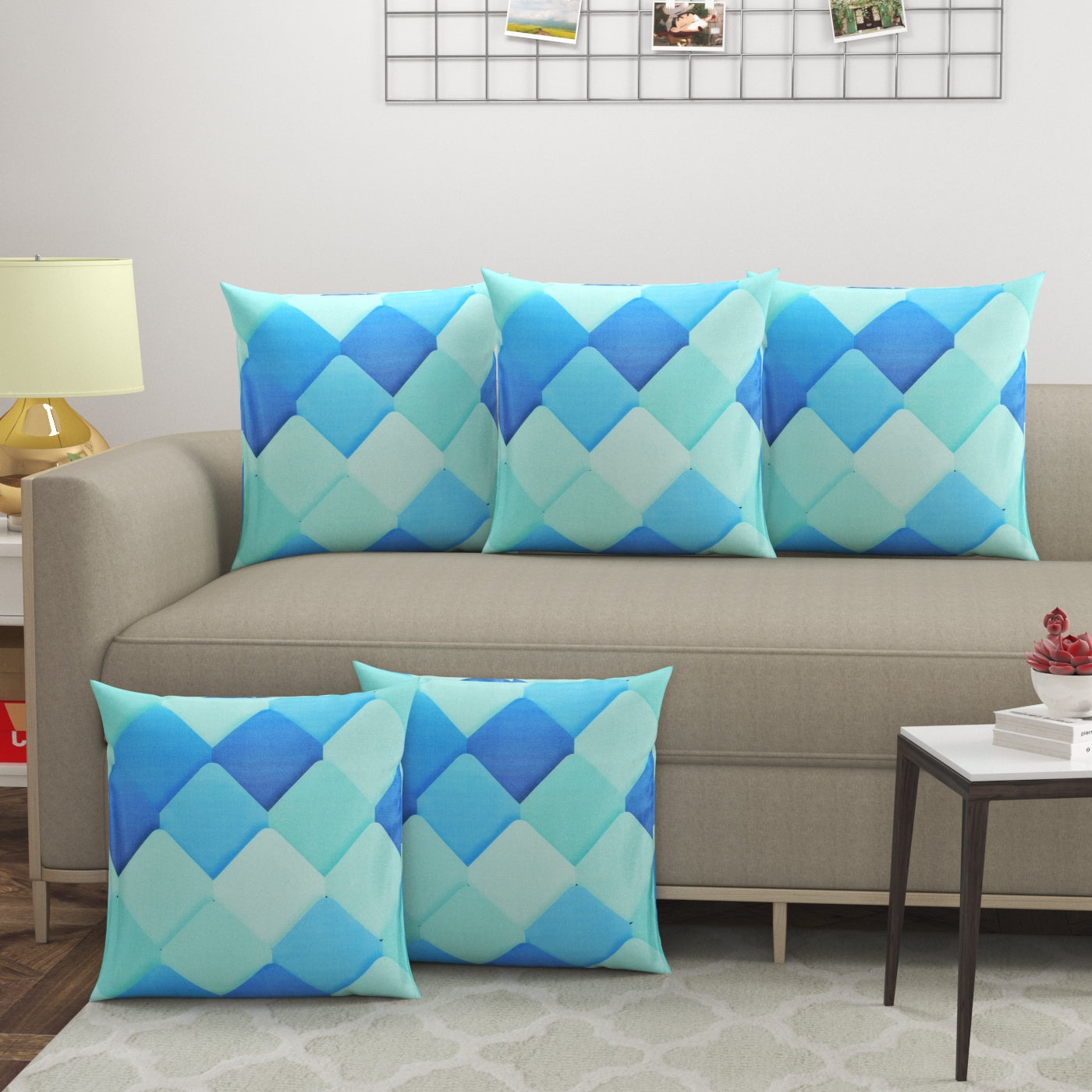 Zigzag Blue Cushion Covers - Set Of 5