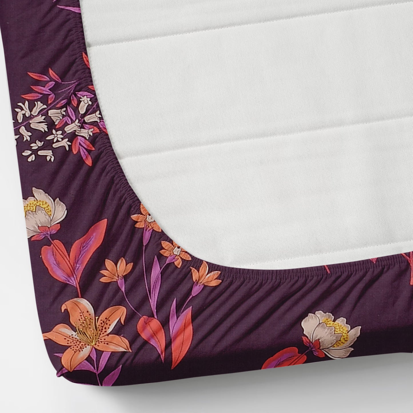 Fabicra Ultra Premium Elastic Fitted Cotton Blend King Size Double Bed Bedsheet with 2 Pillow Covers