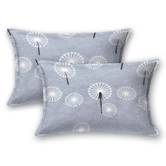 Fabicra Blue Floral Elastic Fitted Cotton Blend King Size Double Bed Bedsheet with 2 Pillow Covers