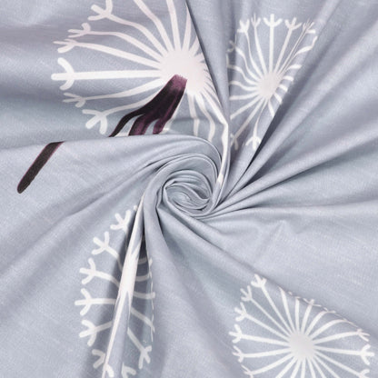 Fabicra Blue Floral Elastic Fitted Cotton Blend King Size Double Bed Bedsheet with 2 Pillow Covers