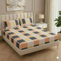 Fabicra Multicolor Elastic Fitted Cotton Blend Double Bed Bedsheets with 2 Pillow Covers