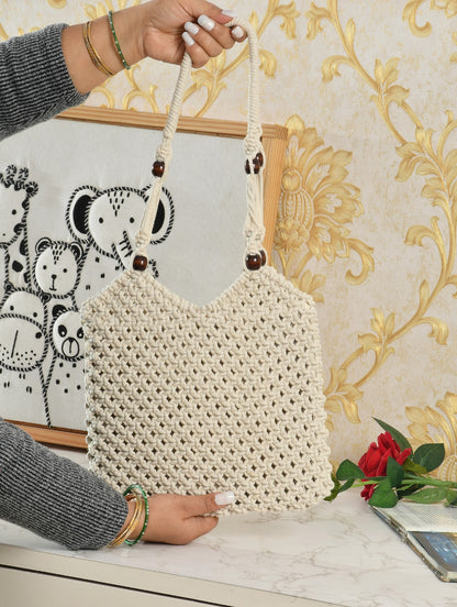 Full Of Life Beige Handcrafted Bag