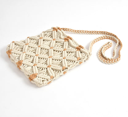 Full Of Life Beige Handcrafted Bag