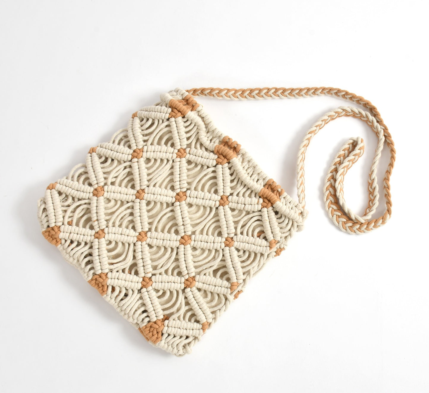 Full Of Life Beige Handcrafted Bag