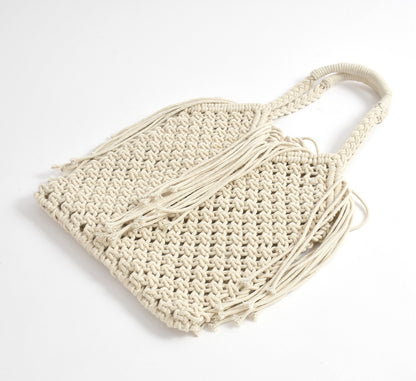 Full Of Life Beige Handcrafted Bag