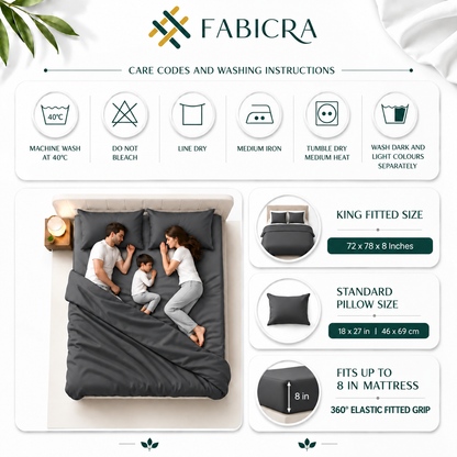Fabicra Satin Elastic Fitted King Size Double Bed Bedsheet with 2 Pillow Covers