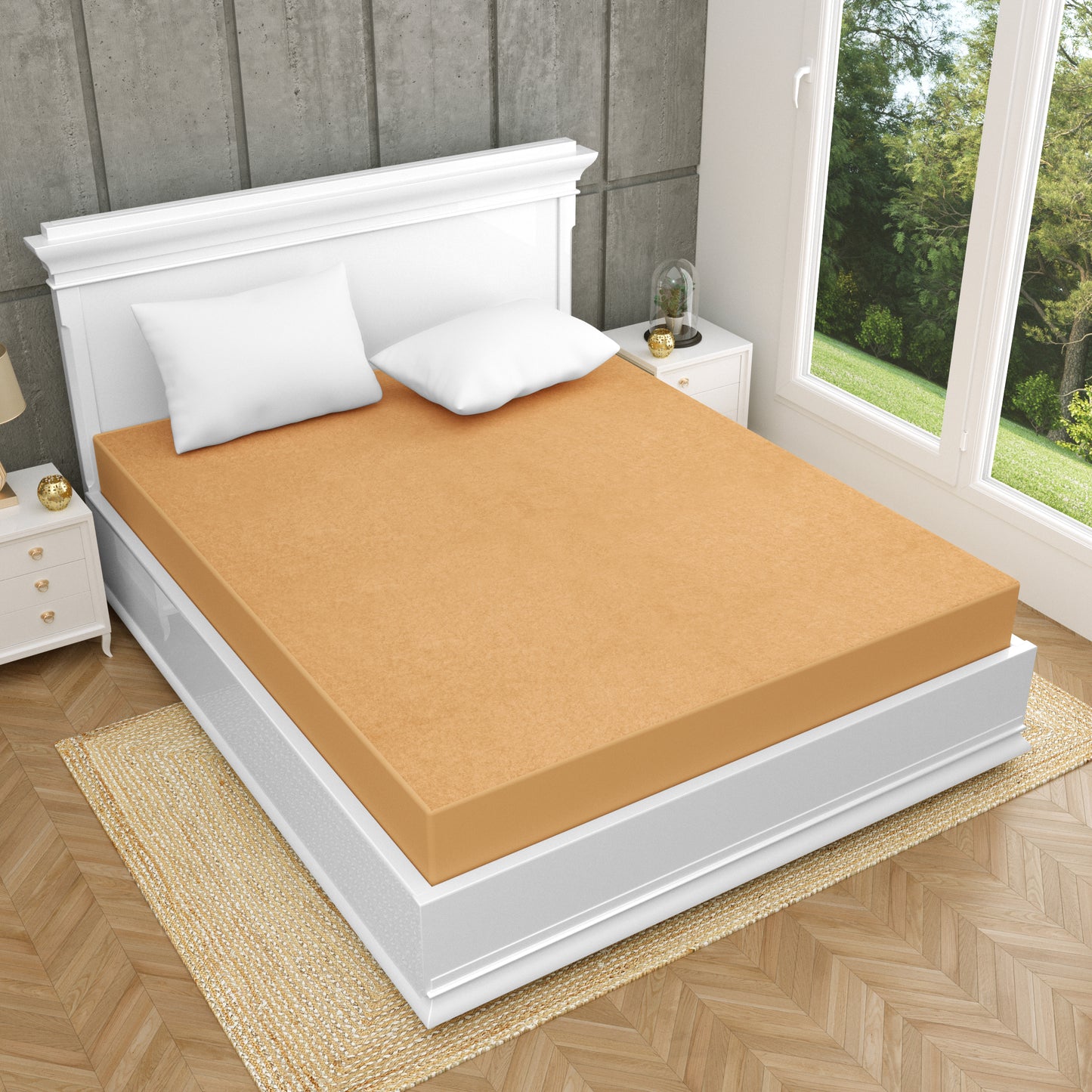 Premium Quality Terry Cotton Waterproof and Elastic Fitted Water Resistant Ultra Soft Double Mattress Cover