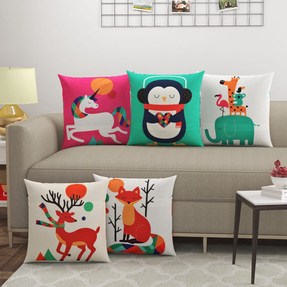 Abstract Multicolor Cushion Covers - Set Of 5