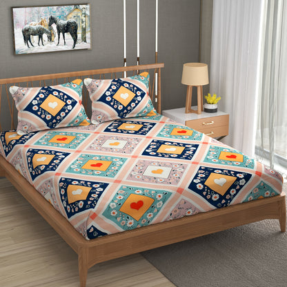 Fabicra Ultra Premium Elastic Fitted Cotton Blend King Size Double Bed Bedsheet with 2 Pillow Covers (OFFER)