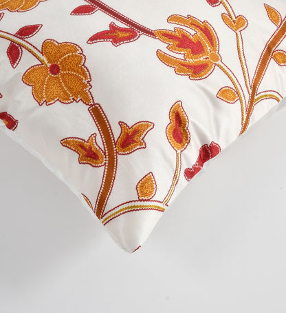 Premium White Floral Abstract Cushion Covers - Set Of 5