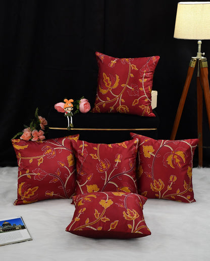 Premium Red Abstract Cushion Covers - Set Of 5