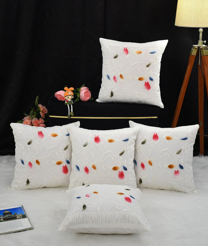 Premium White Abstract Cushion Covers - Set Of 5