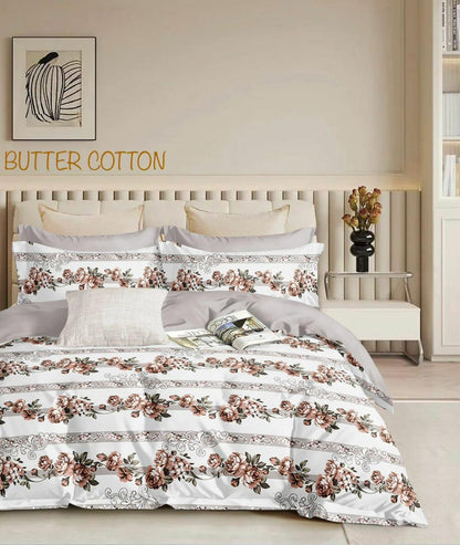 Fabicra Luxury Cotton Elastic Fitted King Size Double Bed Bedsheet with 2 Pillow Covers
