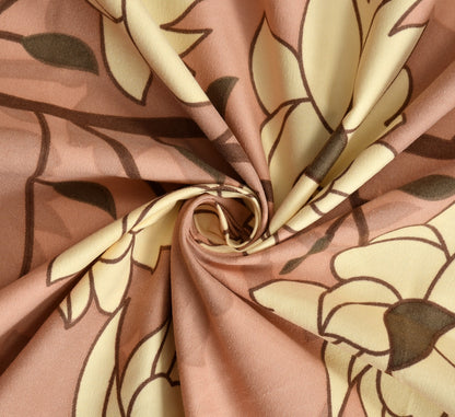 Fabicra Bliss Marigold Cotton Elastic Fitted King Size Bedsheet with 2 Pillow Covers (BOGO)