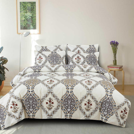 Fabicra Royal Cotton Elastic Fitted King Size Double Bed Bedsheet with 2 Pillow Covers (New)