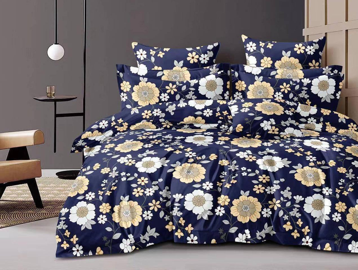 Fabicra Royal Cotton Elastic Fitted King Size Double Bed Bedsheet with 2 Pillow Covers (BOGO)