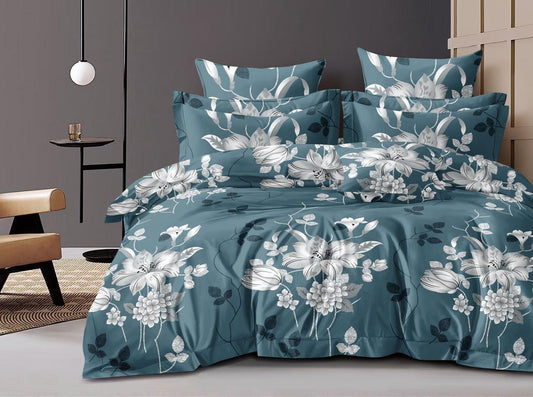 Fabicra Royal Cotton Elastic Fitted King Size Double Bed Bedsheet with 2 Pillow Covers (BOGO)
