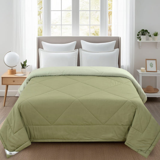Green Solid Summer Touch Double Bed AC Comforter/Blanket Reversible by Fabicra