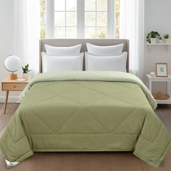 Green Solid Summer Touch Double Bed AC Comforter/Blanket Reversible by Fabicra