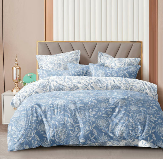 Fabicra Summer Cotton Elastic Fitted King Size Double Bed Bedsheet with 2 Pillow Covers (BOGO)