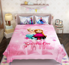 100% Cotton Kids Disney Land Double Bed Bedsheet with Pillow Covers - 250 Thread Counts