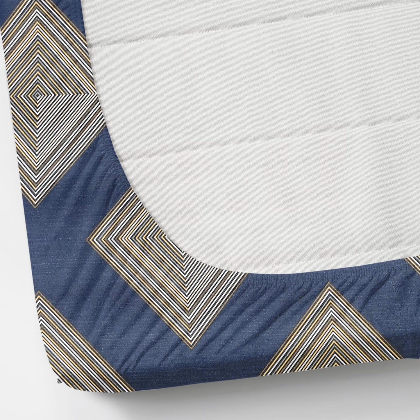 Fabicra Bliss Blue Cotton Elastic Fitted King Size Bedsheet with 2 Pillow Covers (BOGO)
