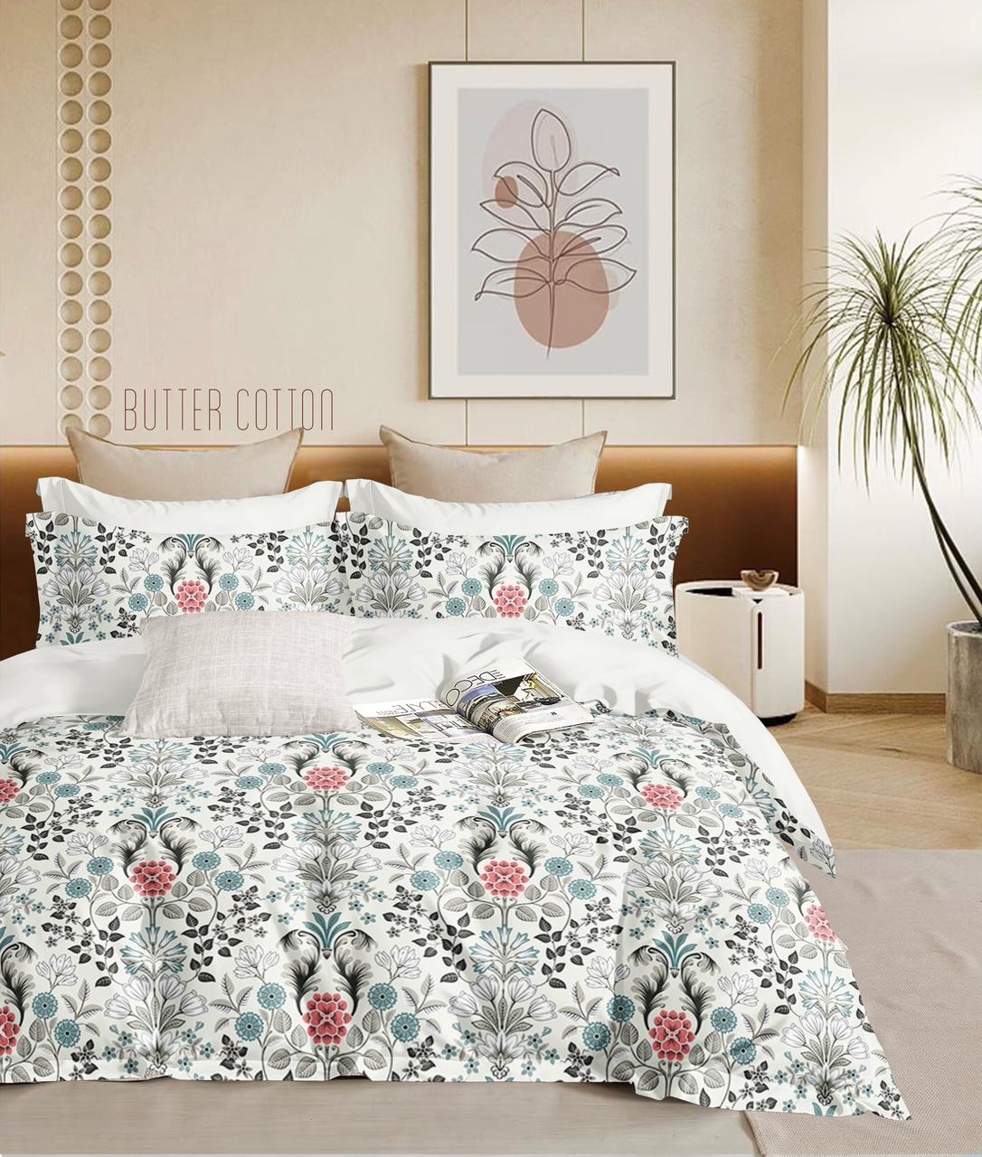 Fabicra Summer Cotton Elastic Fitted King Size Double Bed Bedsheet with 2 Pillow Covers (BOGO)