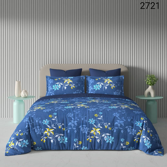 Fabicra Summer Cotton Elastic Fitted King Size Double Bed Bedsheet with 2 Pillow Covers (BOGO)